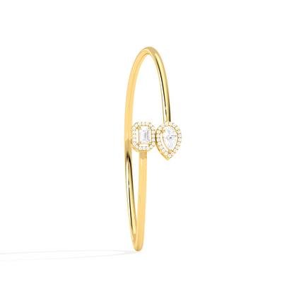 Pear & Emerald Cut Diamond Cuff Bracelet