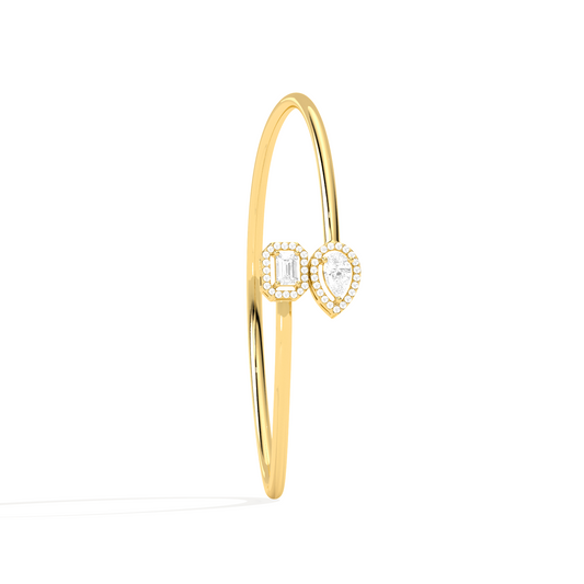 Pear & Emerald Cut Diamond Cuff Bracelet