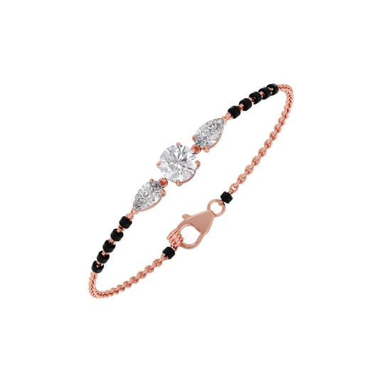 Elegant Pear & Round Diamond Mangalsutra Bracelet