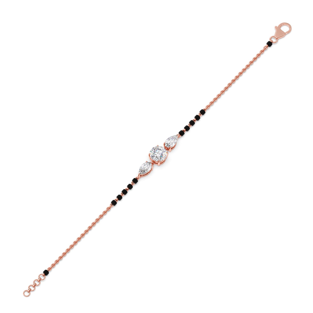 Elegant Pear & Round Diamond Mangalsutra Bracelet