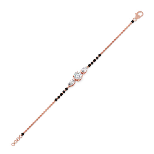 Elegant Pear & Round Diamond Mangalsutra Bracelet