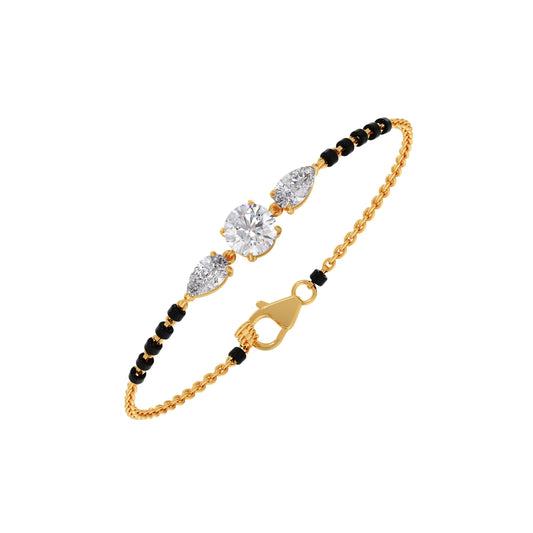 Elegant Pear & Round Diamond Mangalsutra Bracelet