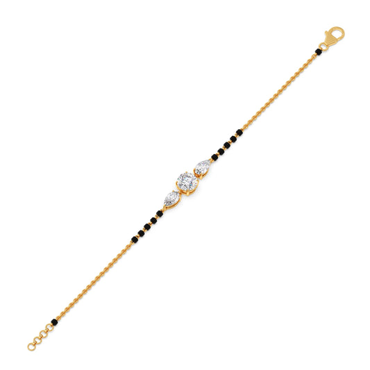 Elegant Pear & Round Diamond Mangalsutra Bracelet