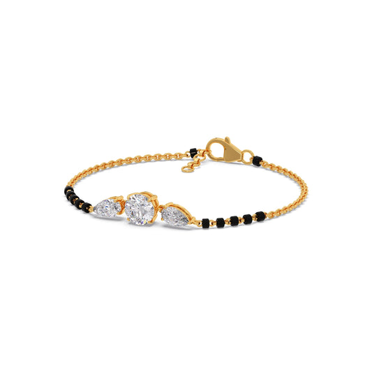 Elegant Pear & Round Diamond Mangalsutra Bracelet