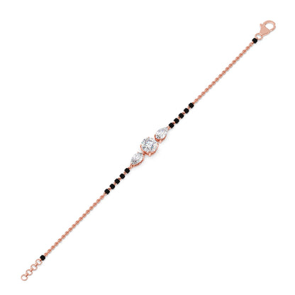 Pear and Round Trio Diamond Mangalsutra Bracelet