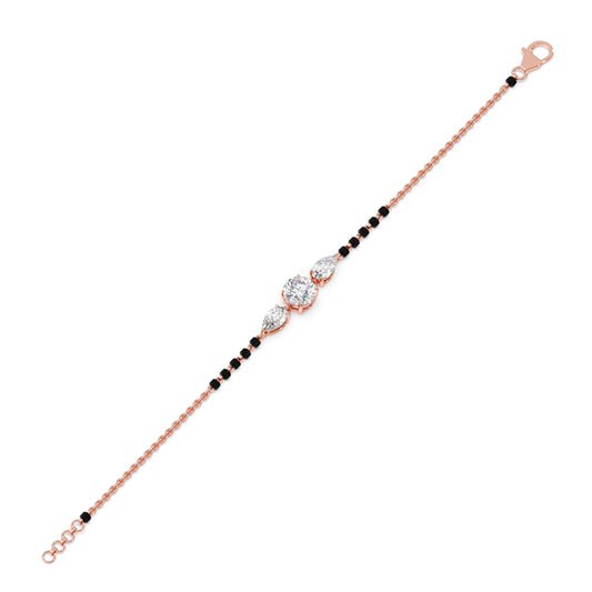 Pear and Round Trio Diamond Mangalsutra Bracelet