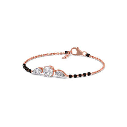 Pear and Round Trio Diamond Mangalsutra Bracelet