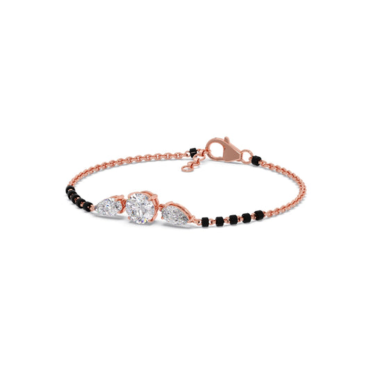 Pear and Round Trio Diamond Mangalsutra Bracelet