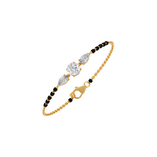 Pear and Round Trio Diamond Mangalsutra Bracelet
