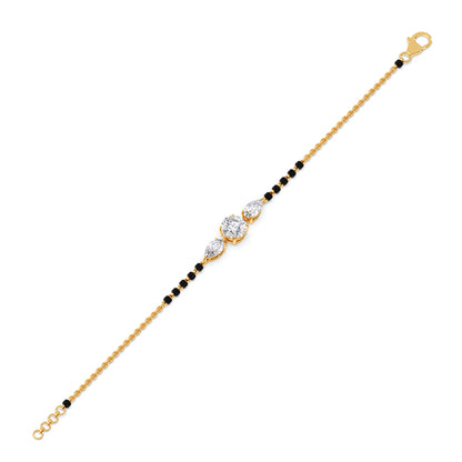 Pear and Round Trio Diamond Mangalsutra Bracelet
