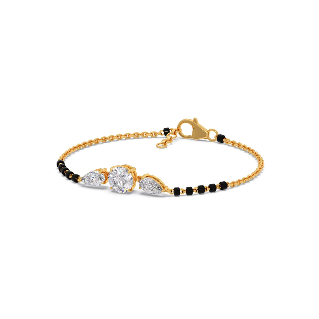 Pear and Round Trio Diamond Mangalsutra Bracelet