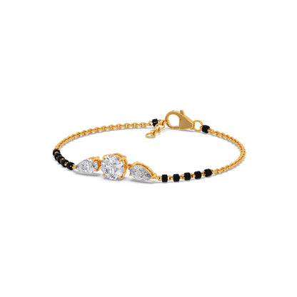 Pear and Round Trio Diamond Mangalsutra Bracelet