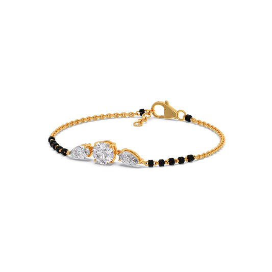 Pear and Round Trio Diamond Mangalsutra Bracelet