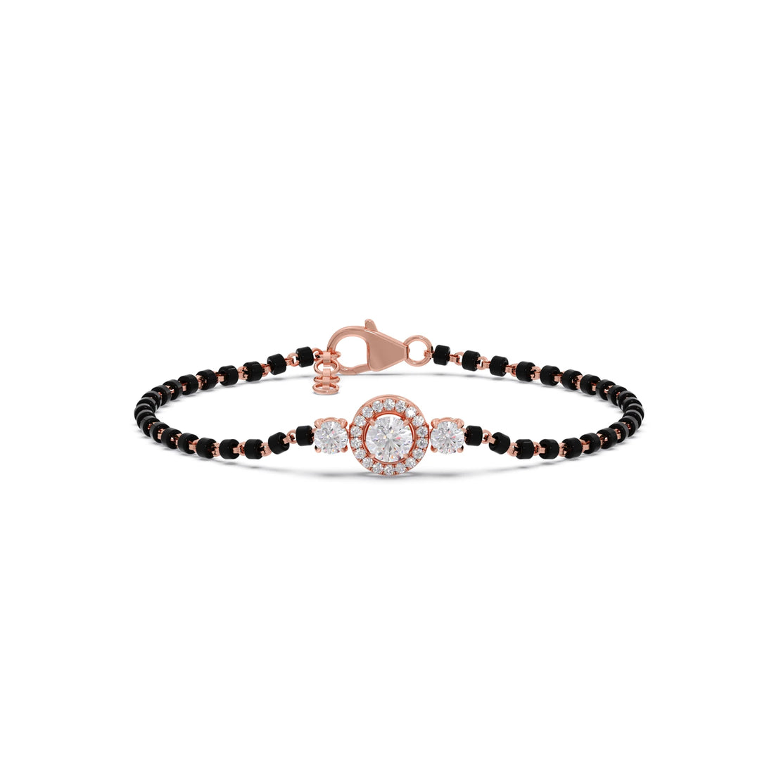 Round Solitaire Diamond Trio Mangalsutra Bracelet