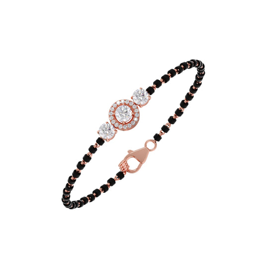Round Solitaire Diamond Trio Mangalsutra Bracelet