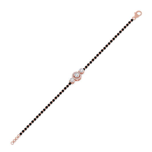 Round Solitaire Diamond Trio Mangalsutra Bracelet