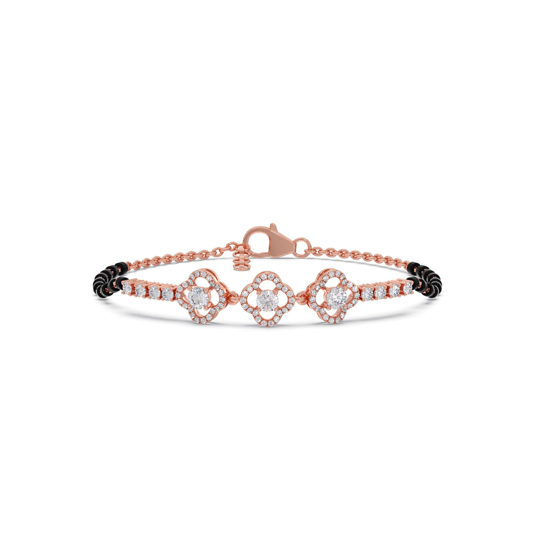 Triple Solitaire and Accent Diamond Mangalsutra Bracelet
