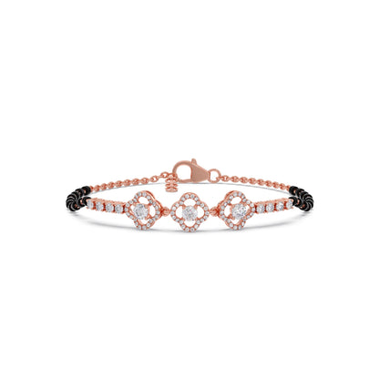 Triple Solitaire and Accent Diamond Mangalsutra Bracelet