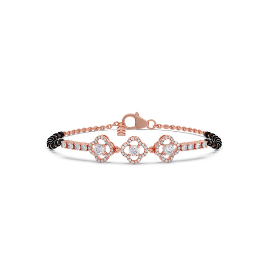 Triple Solitaire and Accent Diamond Mangalsutra Bracelet
