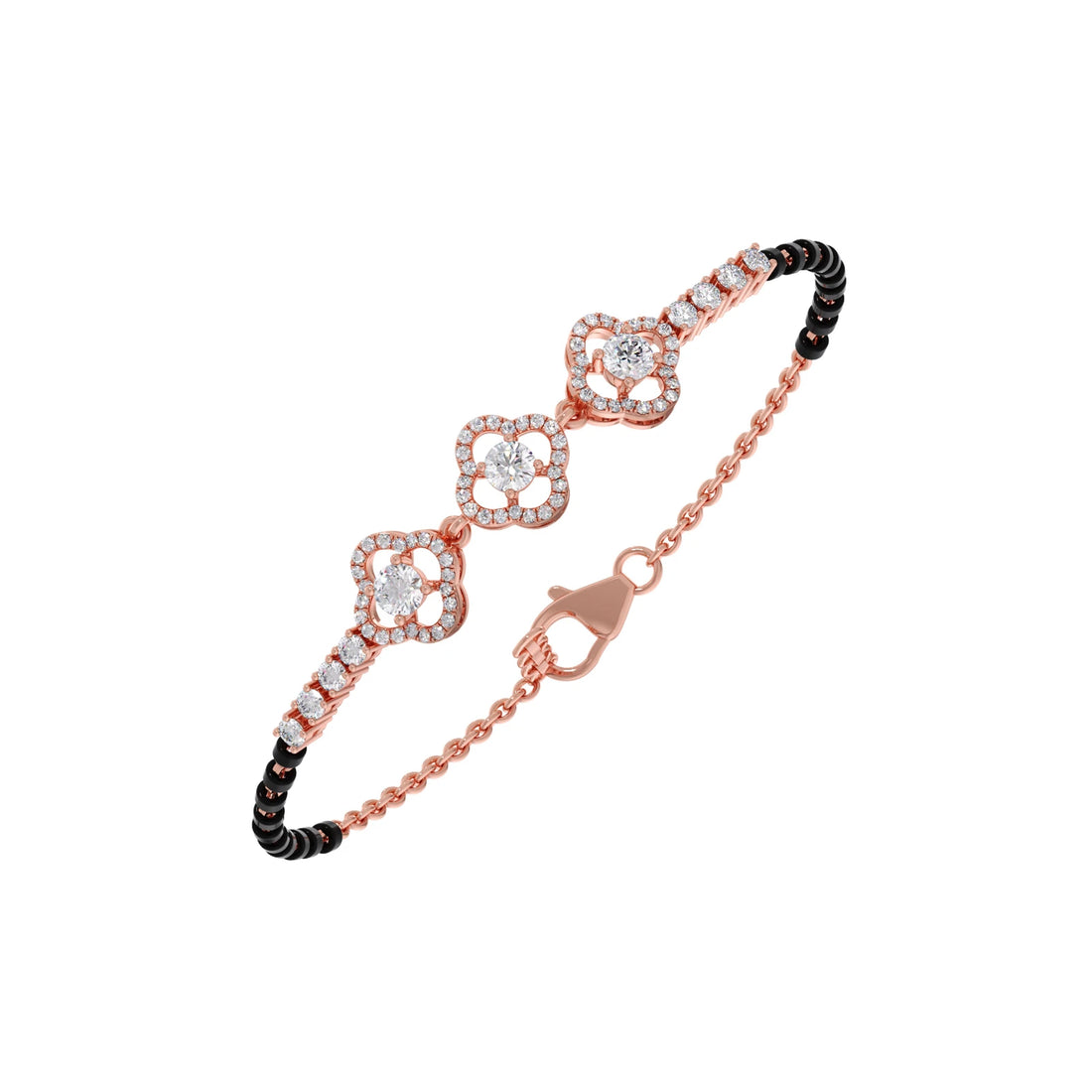 Triple Solitaire and Accent Diamond Mangalsutra Bracelet