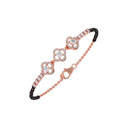Triple Solitaire and Accent Diamond Mangalsutra Bracelet
