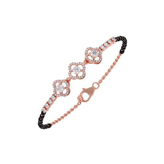 Triple Solitaire and Accent Diamond Mangalsutra Bracelet