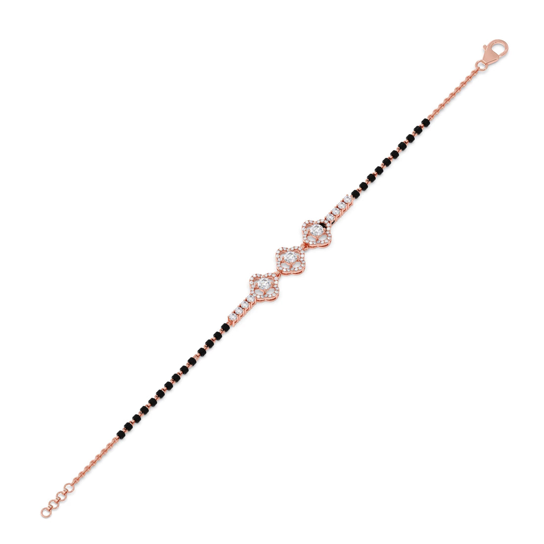 Triple Solitaire and Accent Diamond Mangalsutra Bracelet