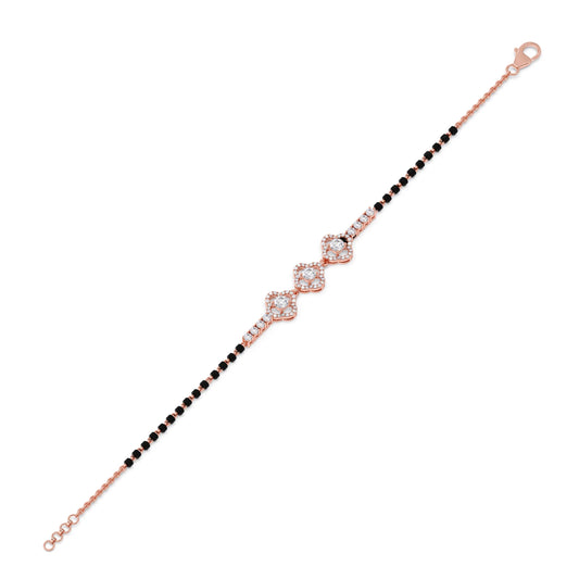 Triple Solitaire and Accent Diamond Mangalsutra Bracelet