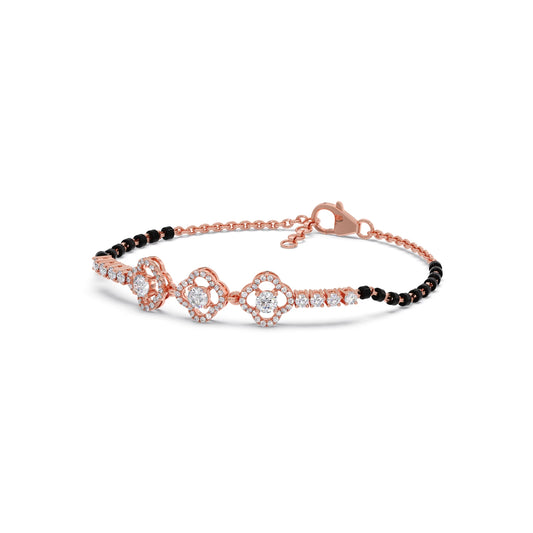 Triple Solitaire and Accent Diamond Mangalsutra Bracelet