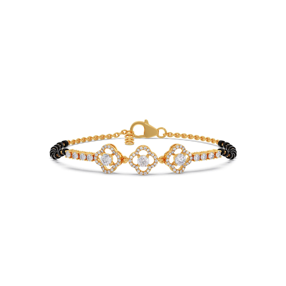Triple Solitaire and Accent Diamond Mangalsutra Bracelet