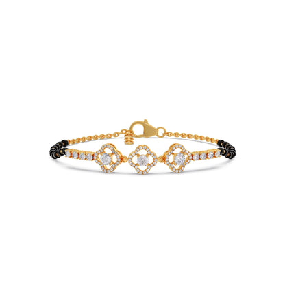 Triple Solitaire and Accent Diamond Mangalsutra Bracelet