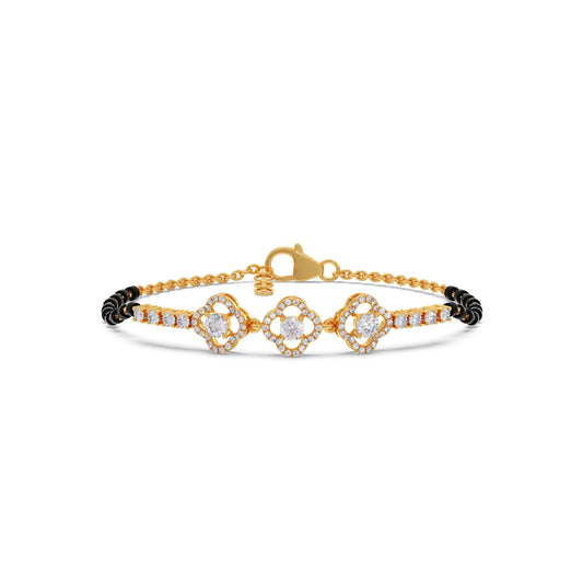 Triple Solitaire and Accent Diamond Mangalsutra Bracelet