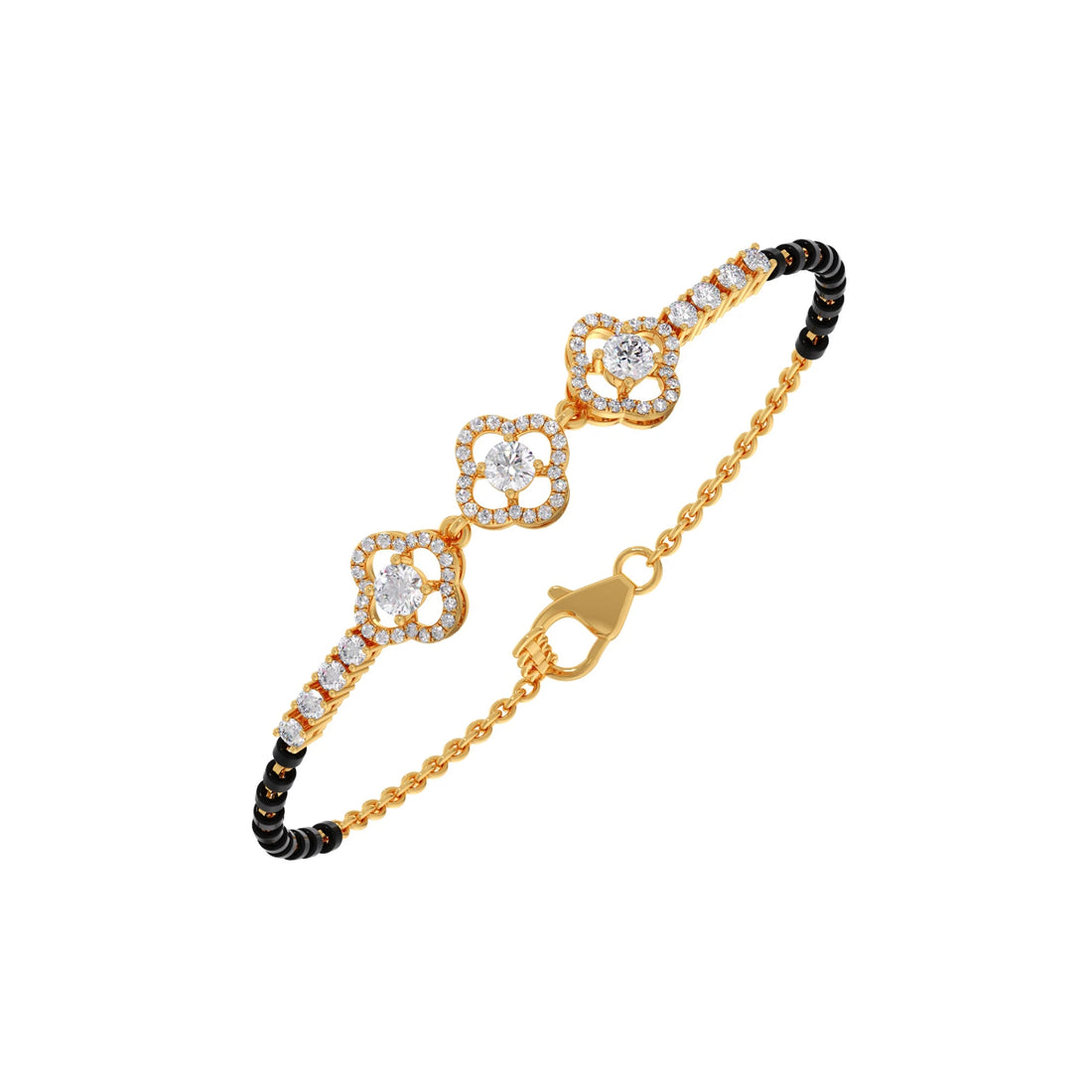 Triple Solitaire and Accent Diamond Mangalsutra Bracelet