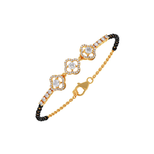 Triple Solitaire and Accent Diamond Mangalsutra Bracelet