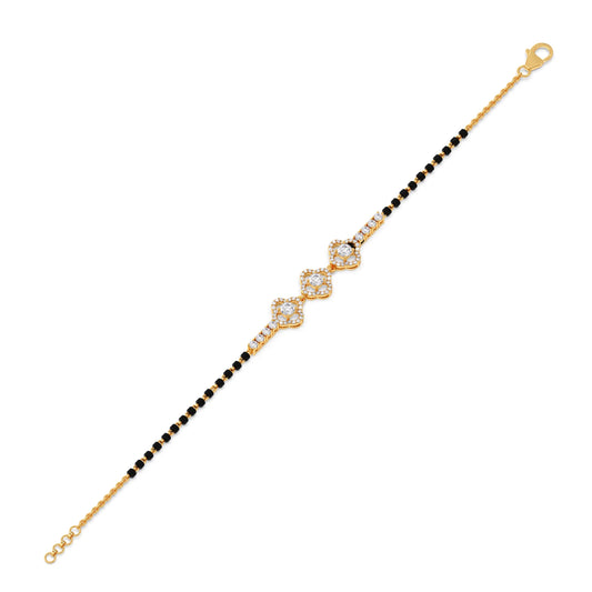 Triple Solitaire and Accent Diamond Mangalsutra Bracelet