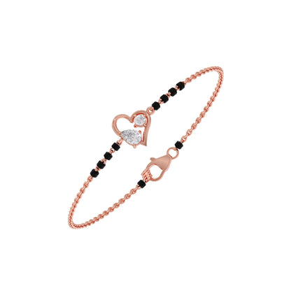 Pear and Round Diamond Mangalsutra Bracelet