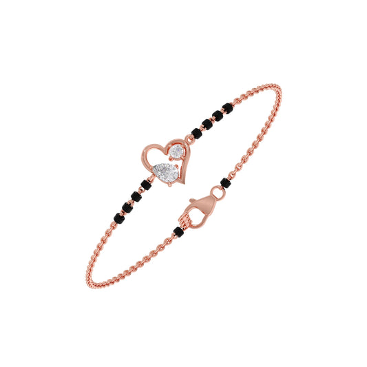 Pear and Round Diamond Mangalsutra Bracelet
