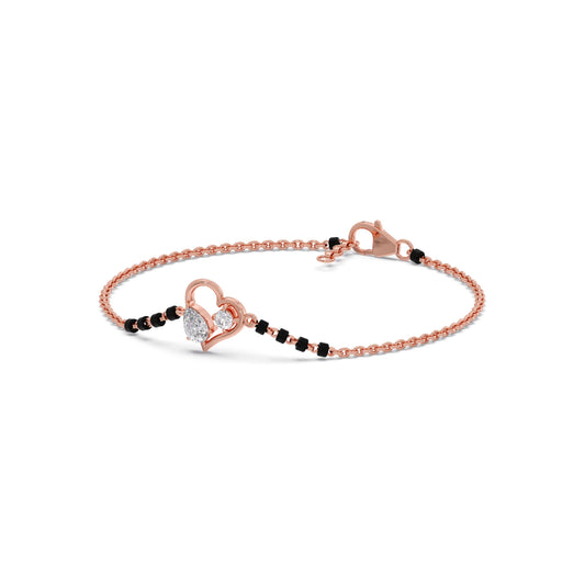 Pear and Round Diamond Mangalsutra Bracelet
