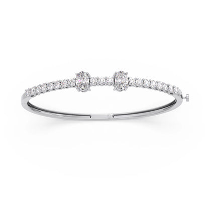 Oval Center with Round Accent Diamond Bracelet