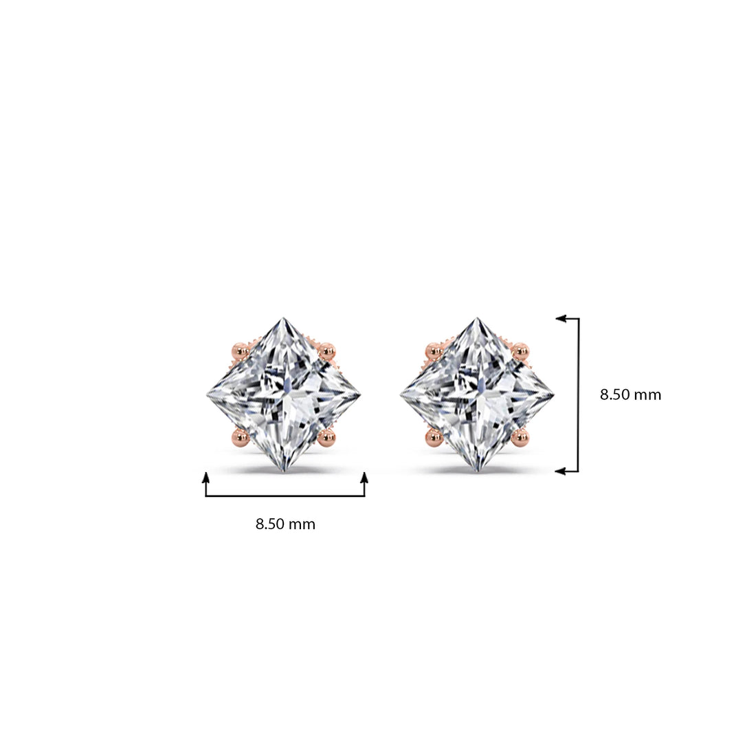 Four-Prong Princess Cut Diamond Stud Earrings