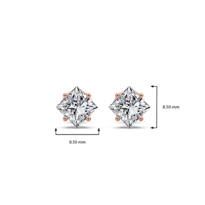 Four-Prong Princess Cut Diamond Stud Earrings