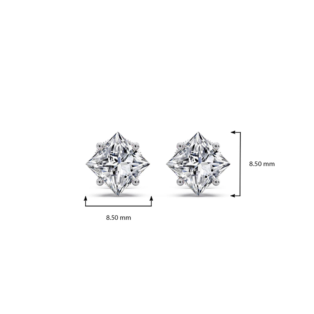 Four-Prong Princess Cut Diamond Stud Earrings