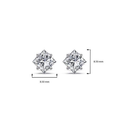 Four-Prong Princess Cut Diamond Stud Earrings