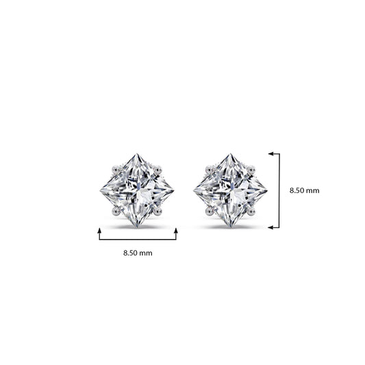 Four-Prong Princess Cut Diamond Stud Earrings