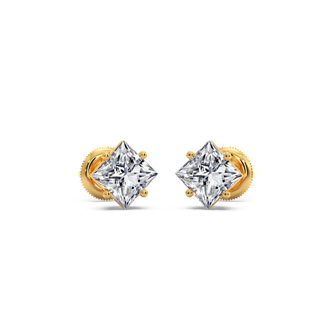 Four-Prong Princess Cut Diamond Stud Earrings
