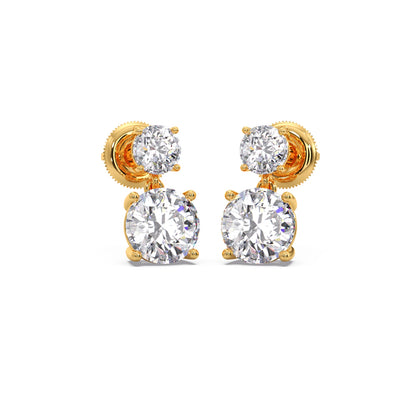 Round Diamond Drop Earrings