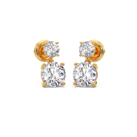 Round Diamond Drop Earrings