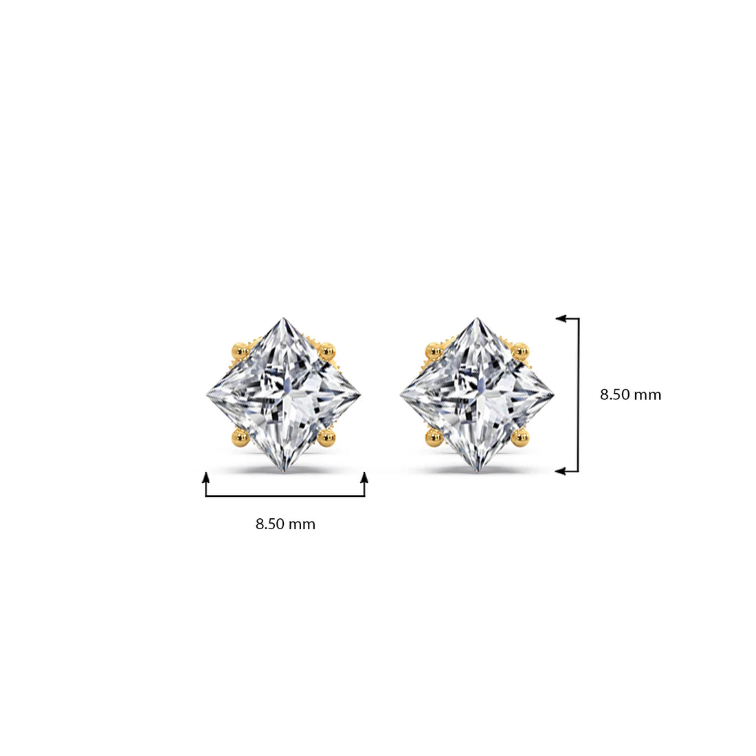 Four-Prong Princess Cut Diamond Stud Earrings