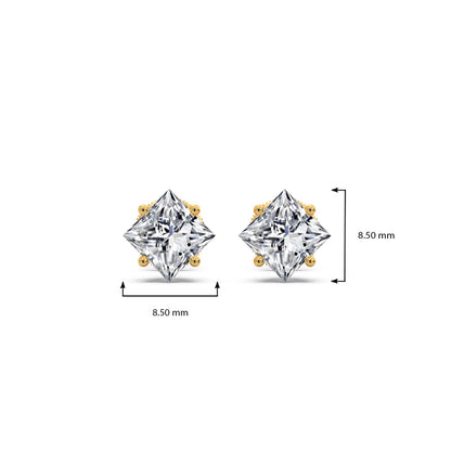 Four-Prong Princess Cut Diamond Stud Earrings