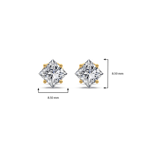 Four-Prong Princess Cut Diamond Stud Earrings